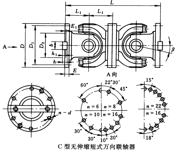 C型无伸缩短式万向联轴器(JB/T3241-91)