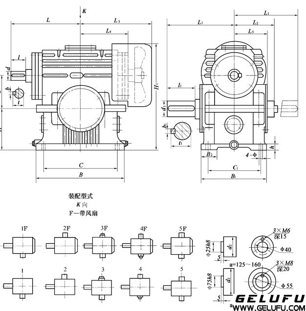 TPA125、TPA160、TPA200、TPA250、TPA315、TPA400、TPA500、通用型減速器形式及外形尺寸