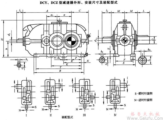 DCY160、DCZ160、DCY180、DCZ180、DCY200、DCZ200、DCY224、DCZ224、DCY250、DCZ250、DCY280、DCZ280、DCY315、DCZ315、DCY355、DCZ355、DCY400、DCZ400、DCY450、DCZ450、DCY500、DCZ500、DCY560、DCZ560、DCY630、DCZ630、DCY710、DCZ710、DCY800、DCZ800減速機外形、安裝尺寸及裝配型式JB/T9002-1999