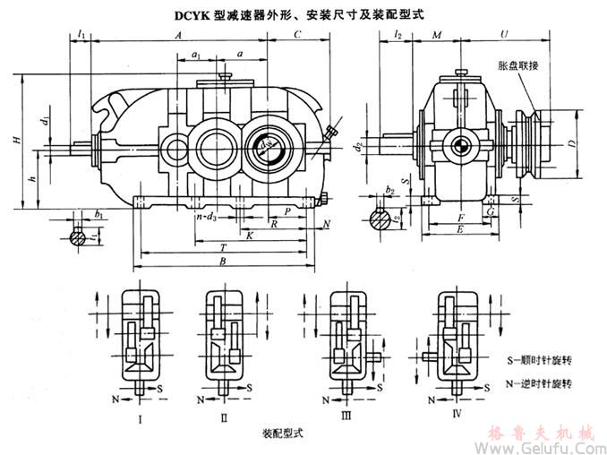 DCYK160、DCYK180、DCYK200、DCYK224、DCYK250、DCYK280、DCYK315、DCYK355、DCYK400、DCYK450、DCYK500、DCYK560、DCYK630、DCYK710、DCYK800減速機外形、安裝尺寸及裝配型式JB/T9002-1999